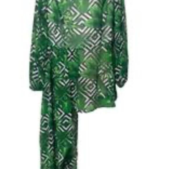 Ashro Abiola Draped Palm Print Tropical Hi Low top. Sz XL - Picture 2 of 6